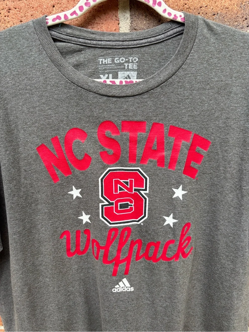 Adidas NC State Wolfpack T Shirt XL Gray Red NCAA College Tee NCSU Wolfpack
